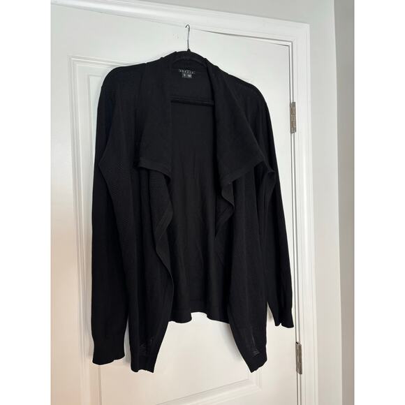 Theory Black Open Front Draped Cardigan Lightweight Sweater Women’s Size Large - Picture 2 of 6